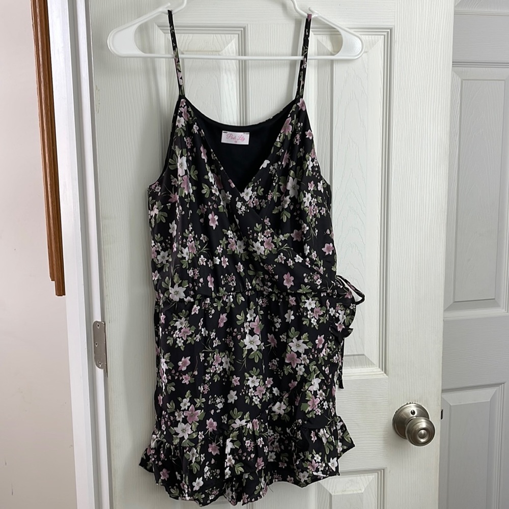 Pink lily shorts romper